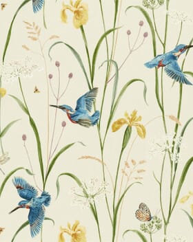 Sanderson Kingfisher and Iris Fabric / Azure / Linen