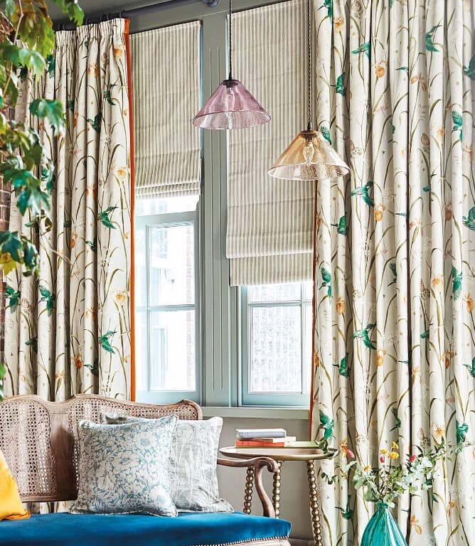 Sanderson Kingfisher and Iris Fabric / Azure / Linen