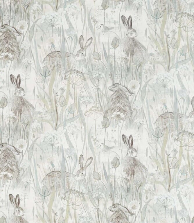 Mist / Pebble Dune Hares Fabric