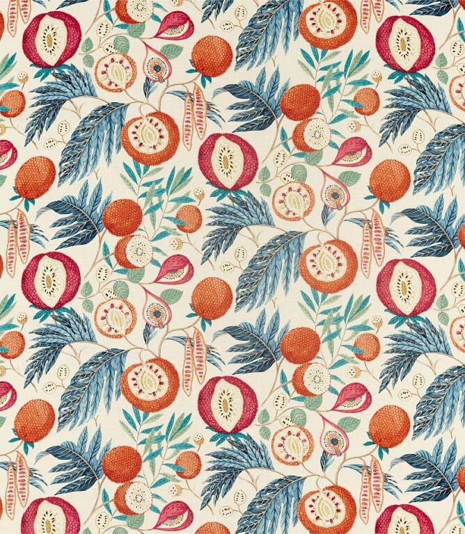 Sanderson Jackfruit Fabric / Indigo / Rambutan