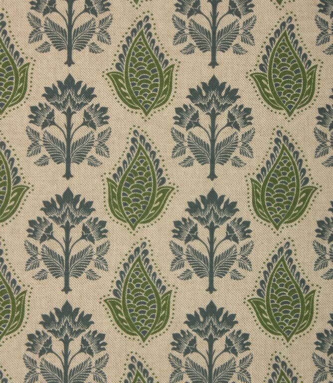 Nora Fabric / Indigo / Sap Green Just Fabrics