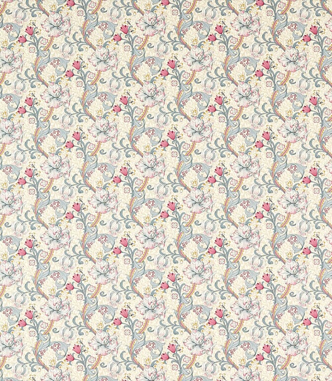 Golden Lily Fabric / Dove / Plum