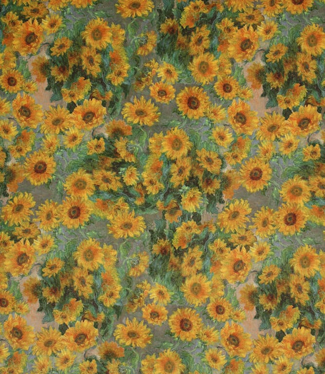 Sunflower Field Velvet Fabric / Gold