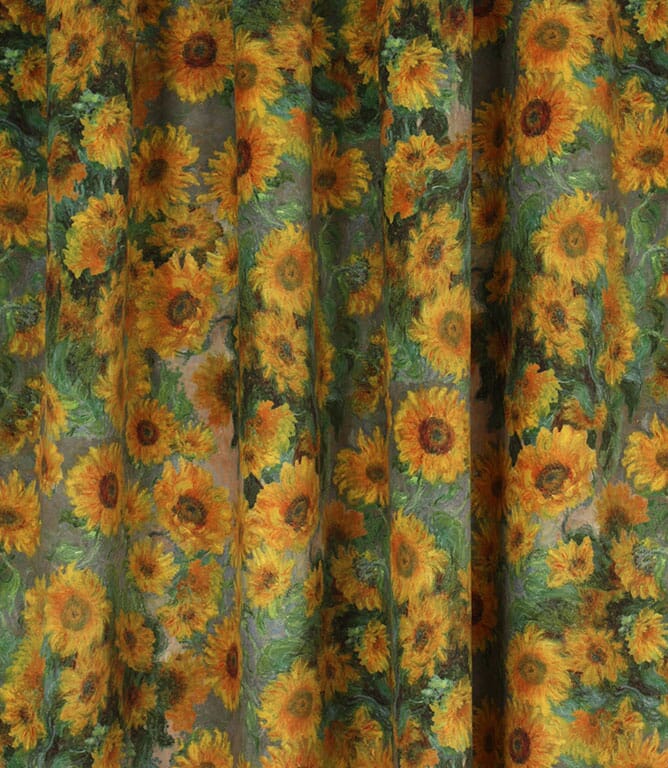 Sunflower Field Velvet Fabric / Gold