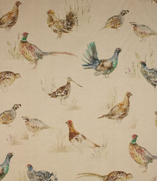 Linen Game Birds Fabric