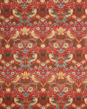 William Morris  Strawberry Thief Fabric / Red