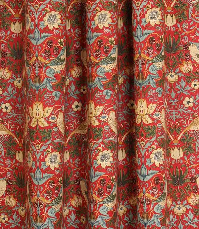 William Morris  Strawberry Thief Fabric / Red