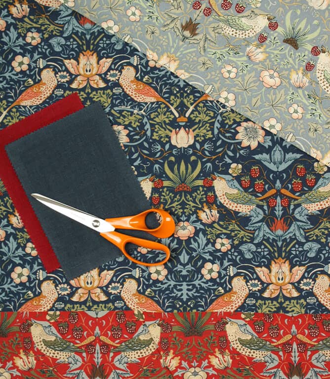 William Morris  Strawberry Thief Fabric / Red