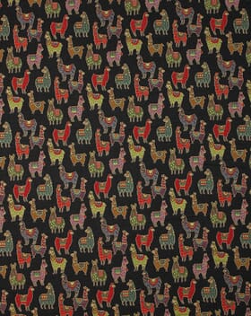 Alpaca Mini Tapestry Fabric / Black