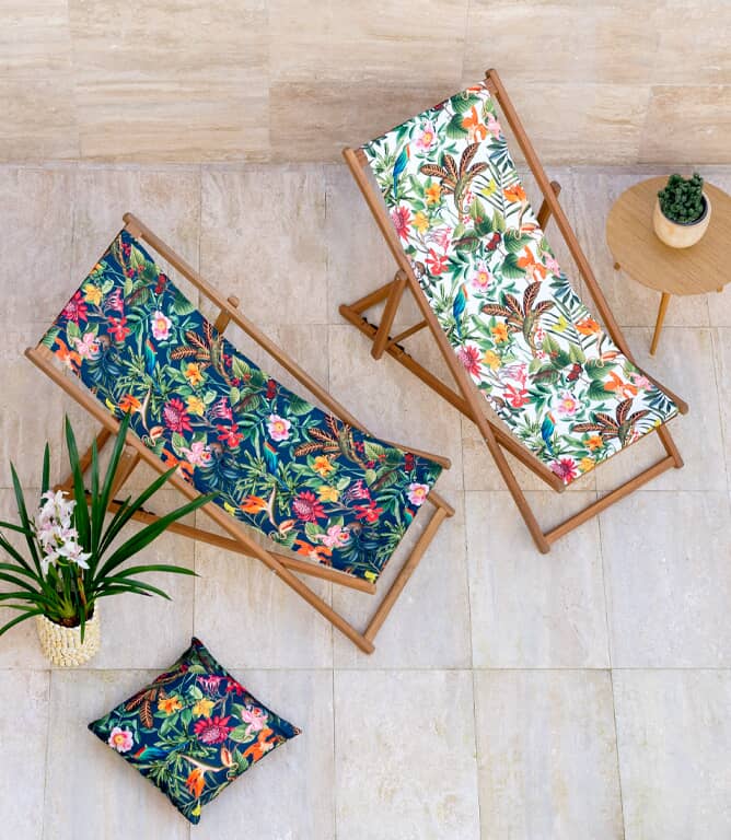 Lima Jungle Outdoor Fabric / White