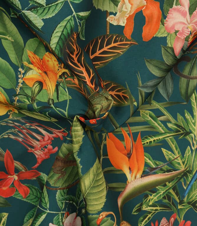 Lima Jungle Outdoor Fabric / Petrol