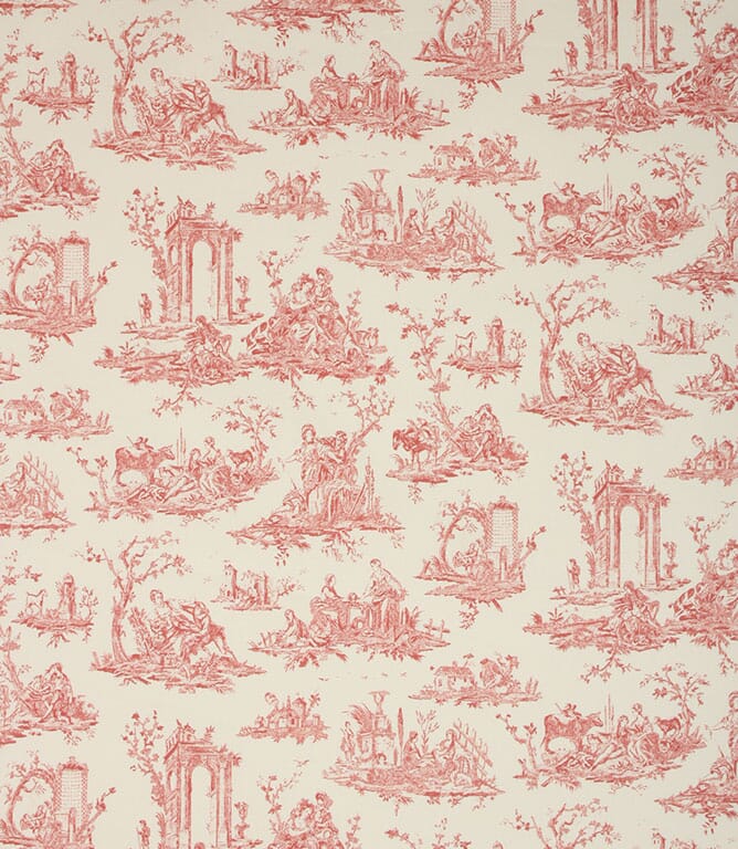 Soft Red French Toile Fabric