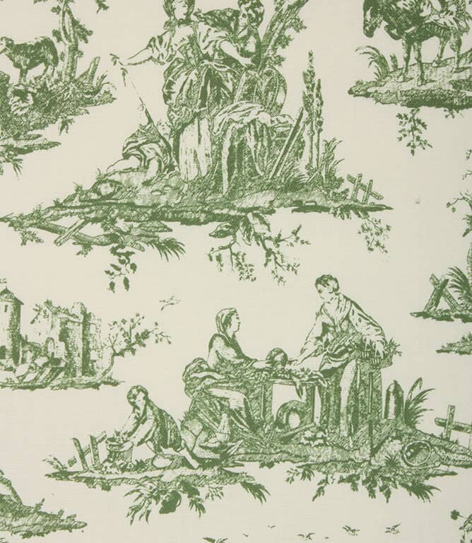 French Toile Fabric / Sap Green