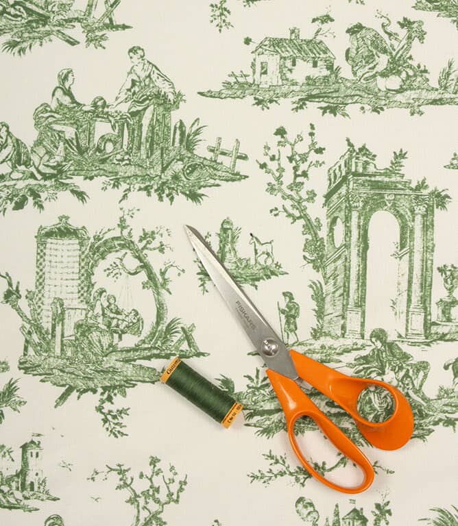 French Toile Fabric / Sap Green