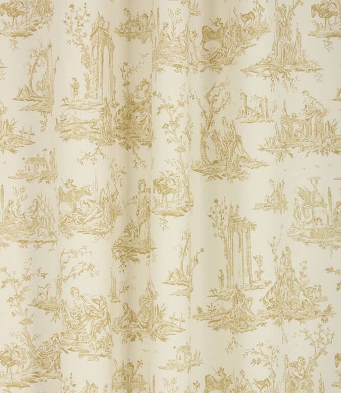 French Toile Fabric / Soft Gold